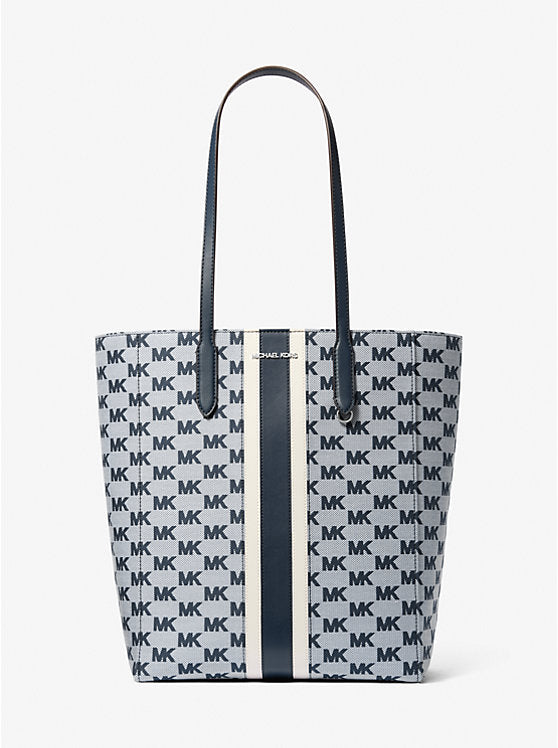 Vincent Large Logo Jacquard Tote Bag with Card Case Navy