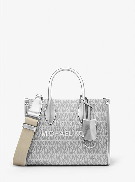 Mirella Small Metallic Signature Logo Crossbody Bag Silver