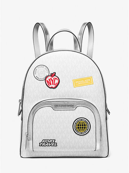 Jaycee Medium Embellished Signature Logo Backpack Optic White