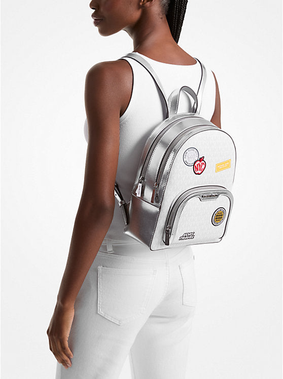 Jaycee Medium Embellished Signature Logo Backpack Optic White