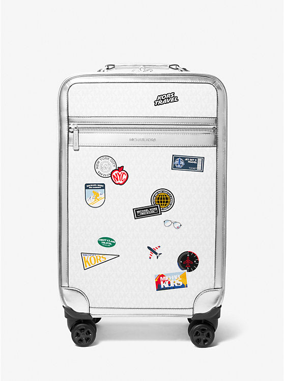 Small Embellished Signature Logo Suitcase Optic White