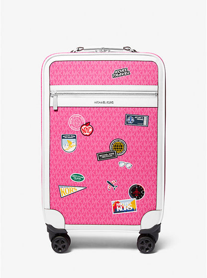 Small Embellished Signature Logo Suitcase Dragonfruit