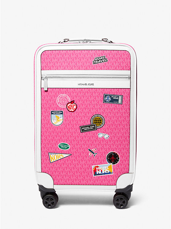 Small Embellished Signature Logo Suitcase Dragonfruit