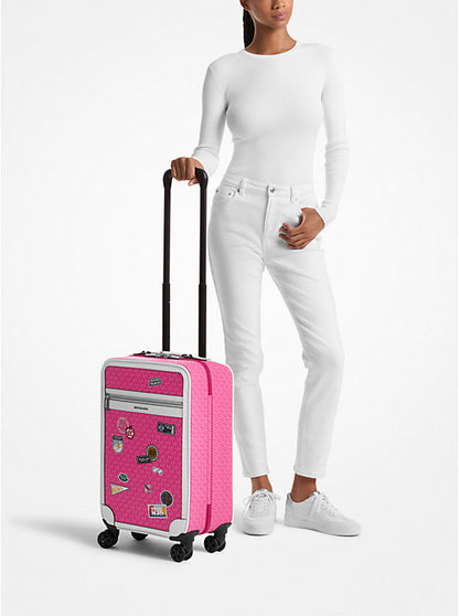 Small Embellished Signature Logo Suitcase Dragonfruit