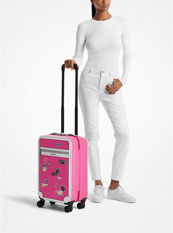 Small Embellished Signature Logo Suitcase Dragonfruit