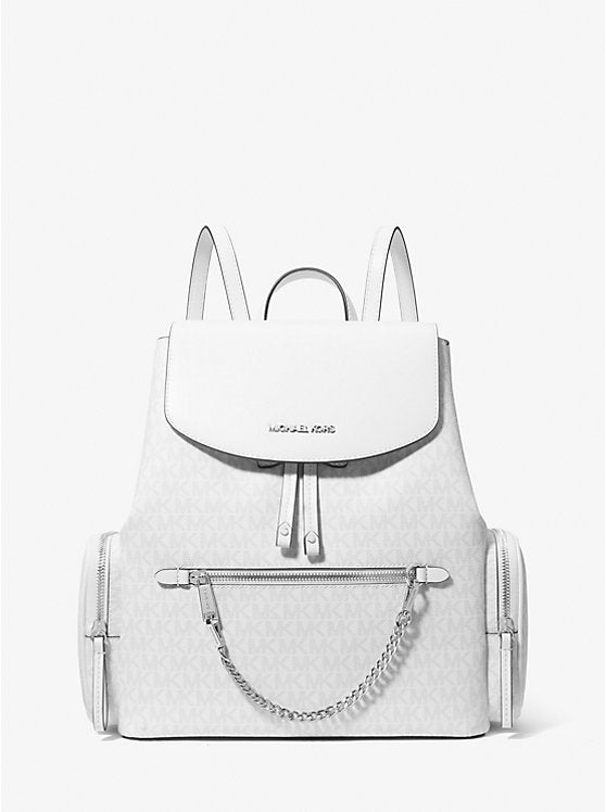 Jet Set Large Signature Logo Backpack Optic White