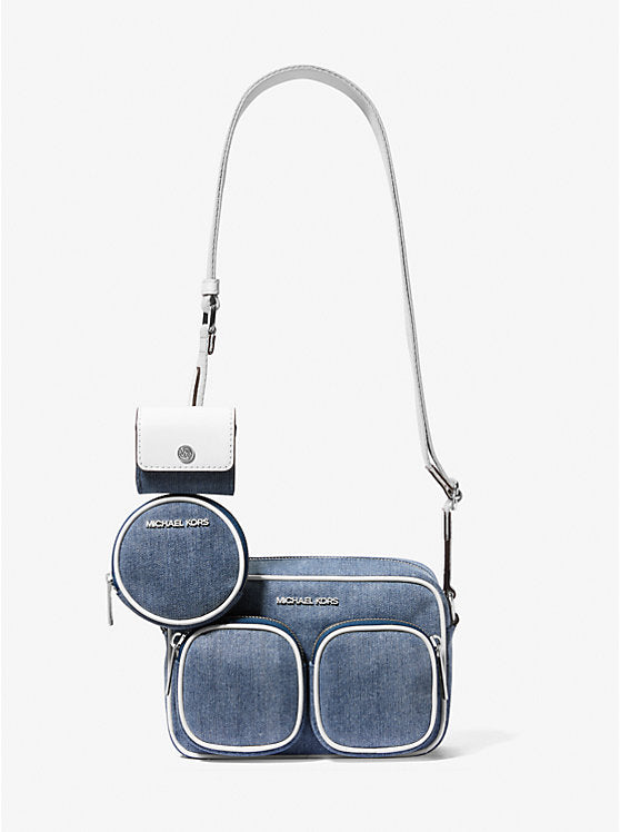 Jet Set Medium Denim Crossbody Bag with Case for Apple Airpods Pro Denim