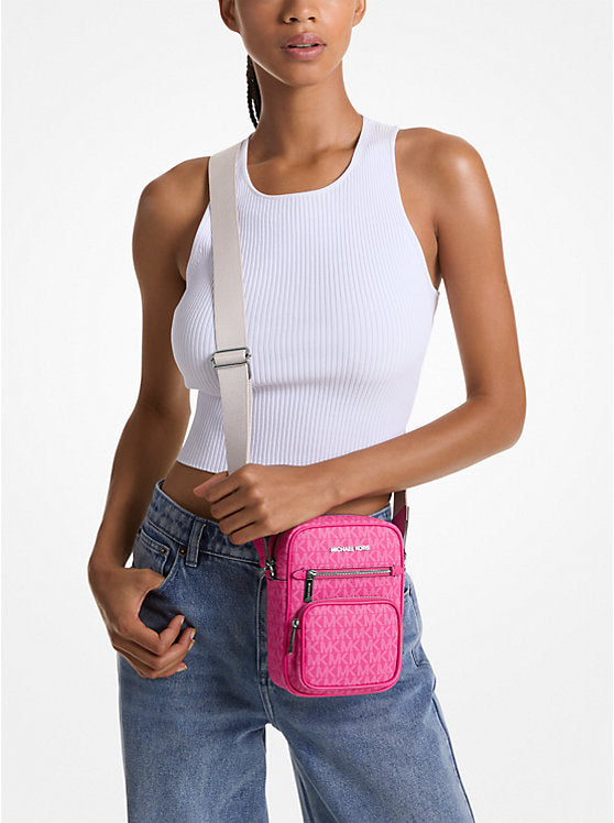 Jet Set Medium Signature Logo Crossbody Bag Dragonfruit