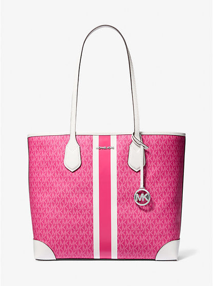 Eva Large Signature Logo Stripe Tote Bag Dragonfruit