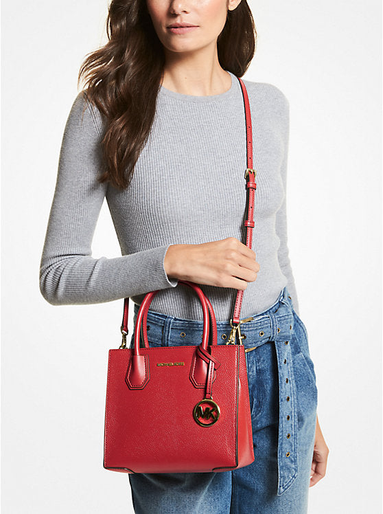 Mercer Medium Pebbled Leather Crossbody Bag Bright Red