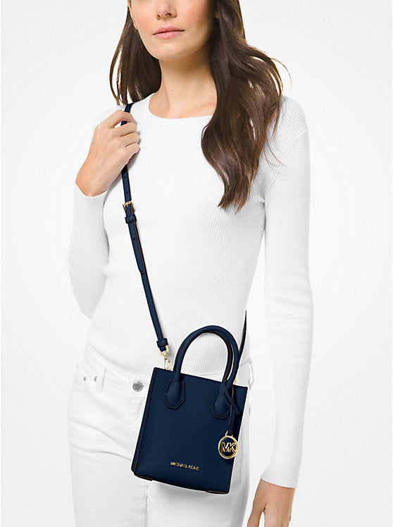 Mercer Extra-Small Pebbled Leather Crossbody Bag Navy