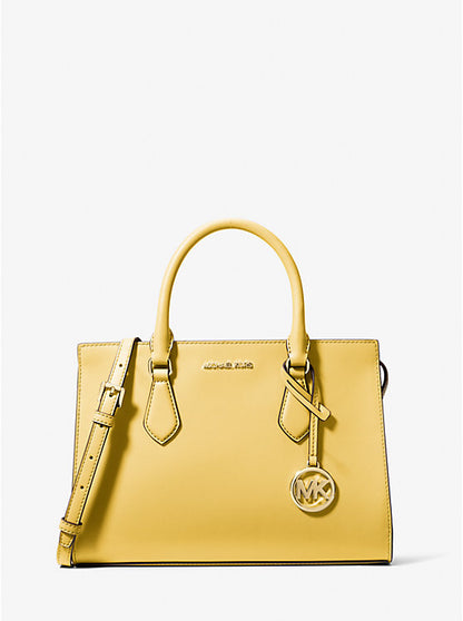 Sheila Medium Faux Saffiano Leather Satchel Daisy Yellow