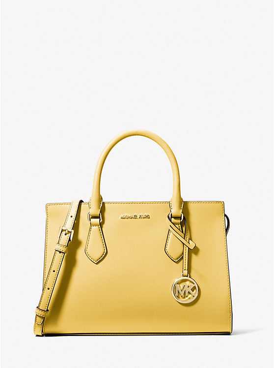 Sheila Medium Faux Saffiano Leather Satchel Daisy Yellow