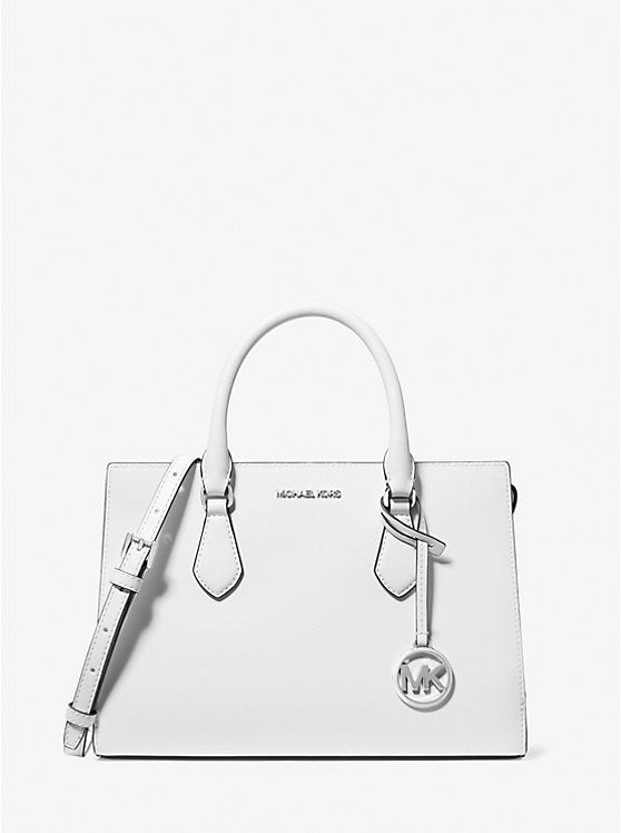 Sheila Medium Faux Saffiano Leather Satchel Optic White