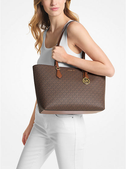 Sheila Large Signature Logo Tote Bag Brown