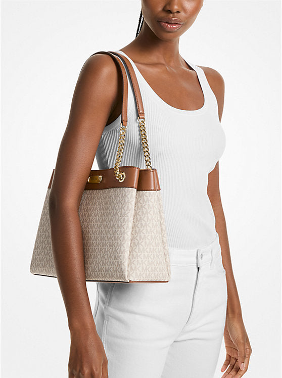 Whitney Medium Signature Logo Tote Bag Vanilla