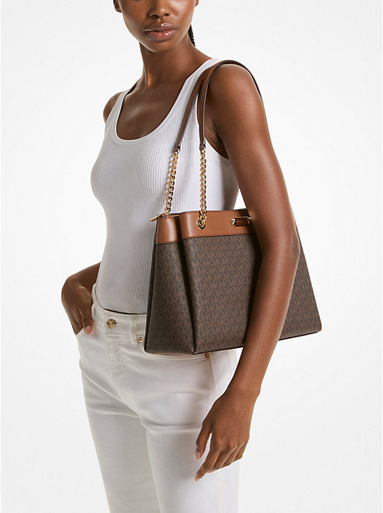 Whitney Medium Signature Logo Tote Bag Brown