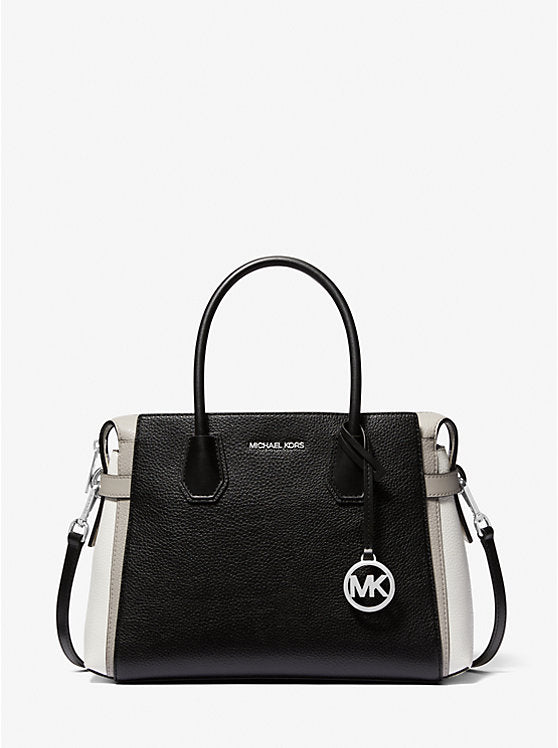 Mercer Medium Color-Block Belted Satchel Black Combo