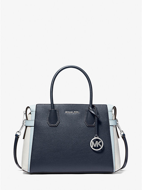 Mercer Medium Color-Block Belted Satchel Navy Multi