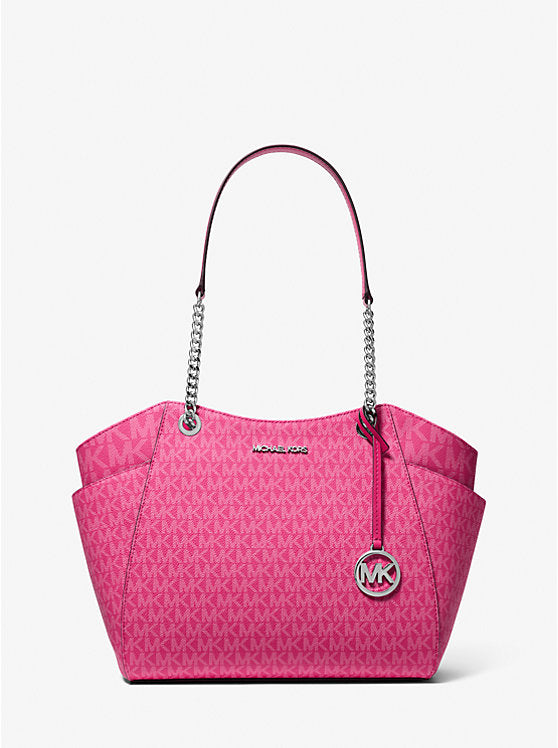 Jet Set Large Signature Logo Shoulder Bag Dragonfruit