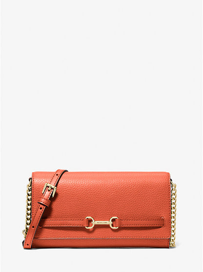 Carson Large Pebbled Leather Convertible Crossbody Bag Red Clay