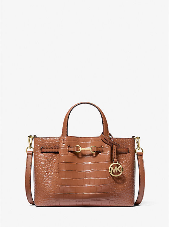 Carson Small Crocodile Embossed Satchel Luggage