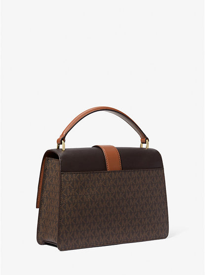 Greenwich Medium Signature Logo Satchel Brown