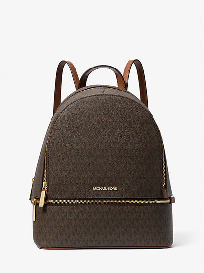 Rhea Medium Signature Logo Backpack Brown