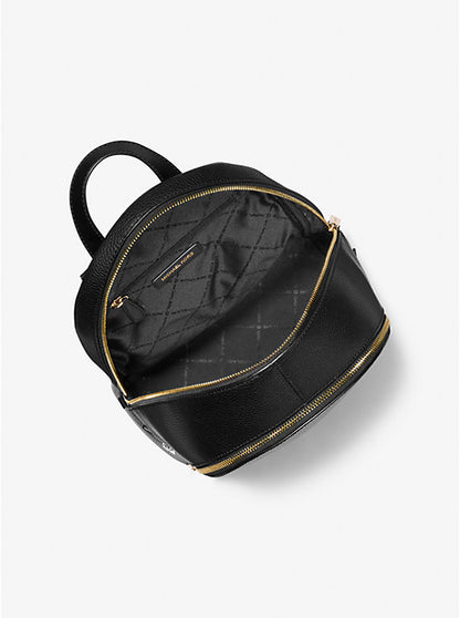 Rhea Medium Pebbled Leather Backpack Black