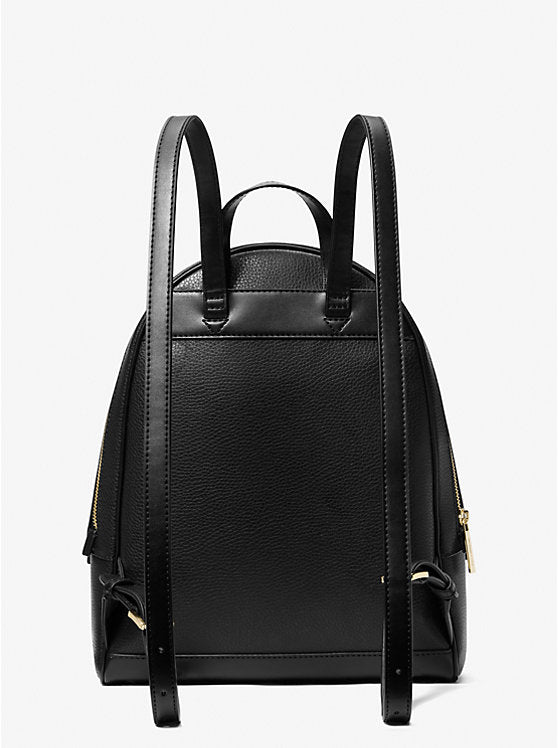 Rhea Medium Pebbled Leather Backpack Black