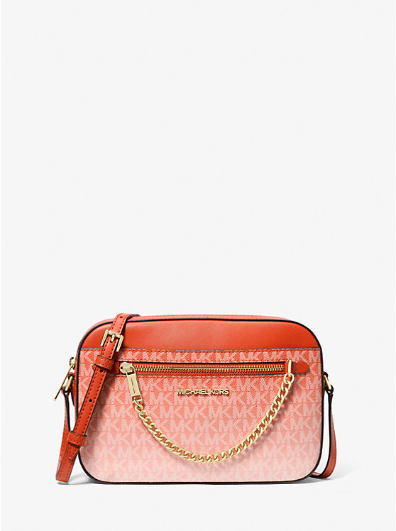 Jet Set Large Ombre Signature Logo Crossbody Bag Red Clay