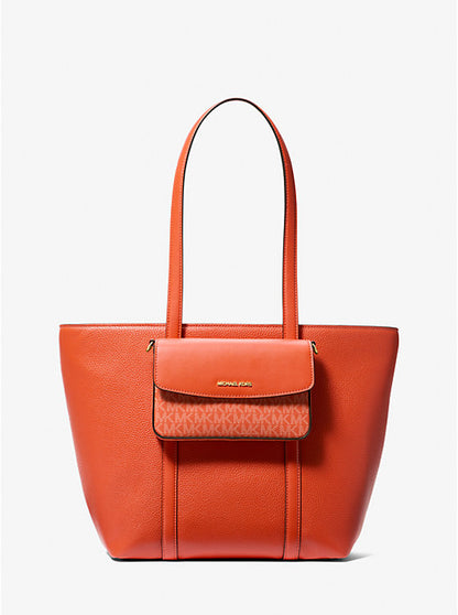 Jet Set 2-in-1 Pebbled Leather and Logo Tote Bag Red Clay