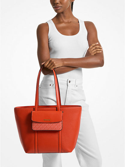 Jet Set 2-in-1 Pebbled Leather and Logo Tote Bag Red Clay