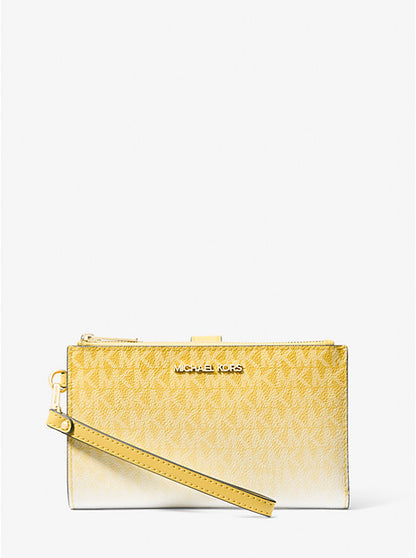 Jet Set Large Ombre Signature Logo Wristlet Daisy Yellow