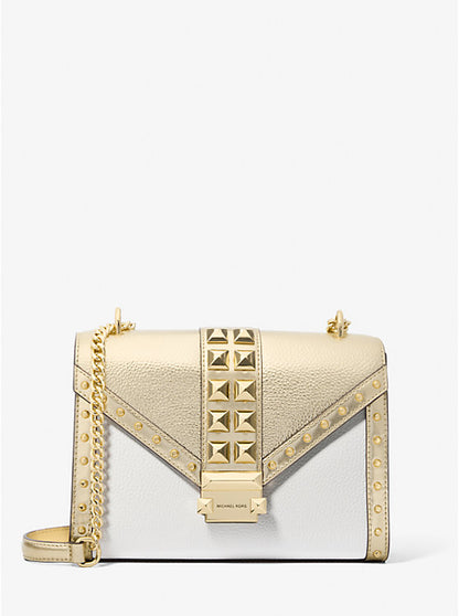 Whitney Medium Studded Metallic Shoulder Bag Pl Gld Multi