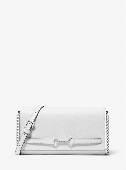 Carson Large Pebbled Leather Convertible Crossbody Bag Optic White