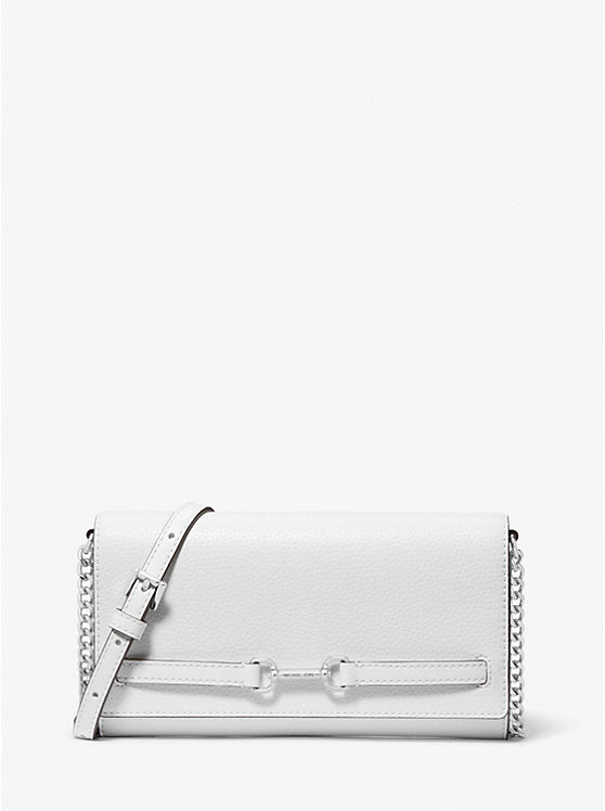 Carson Large Pebbled Leather Convertible Crossbody Bag Optic White