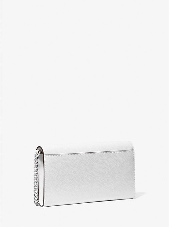 Carson Large Pebbled Leather Convertible Crossbody Bag Optic White