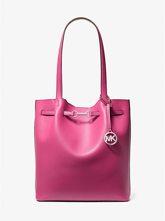 Carson Large Pebbled Leather Tote Bag Dragonfruit