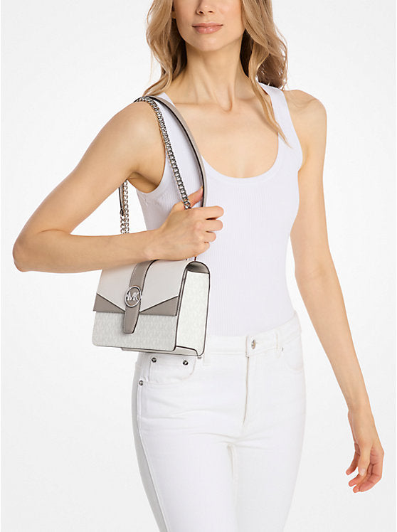 Greenwich Small Color-Block Signature Logo Crossbody Bag Optic White