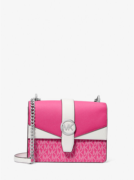 Greenwich Small Color-Block Signature Logo Crossbody Bag Dragonfruit