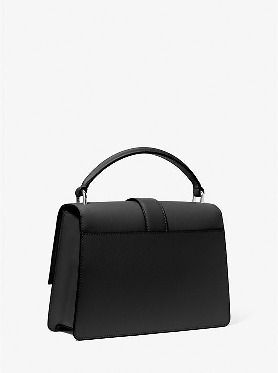 Greenwich Medium Saffiano Leather Satchel Black