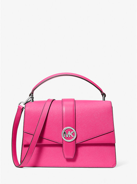 Greenwich Medium Saffiano Leather Satchel Dragonfruit