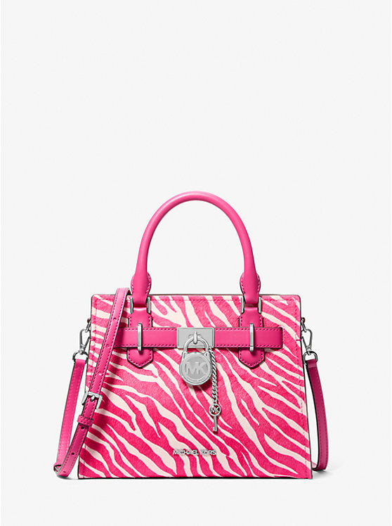 Hamilton Small Zebra Print Calf Hair Satchel Dragonfruit