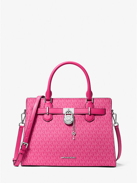 Hamilton Medium Signature Logo Satchel Dragonfruit