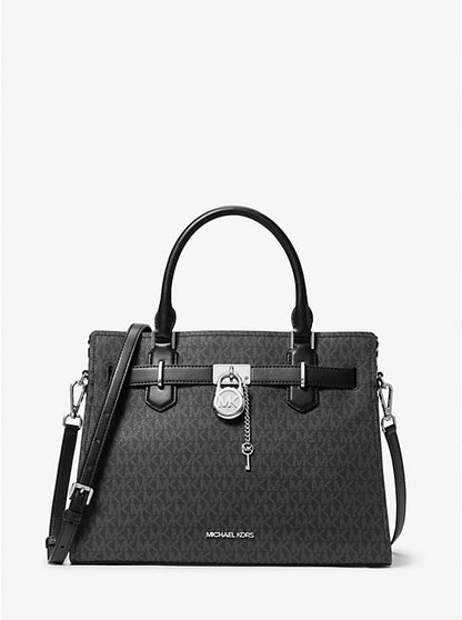 Hamilton Medium Signature Logo Satchel Black