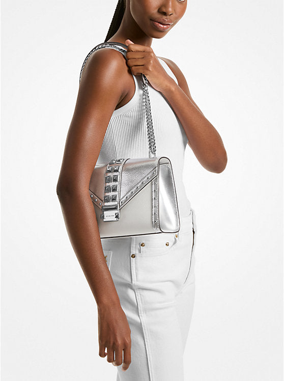 Whitney Medium Studded Shoulder Bag Silver Multi