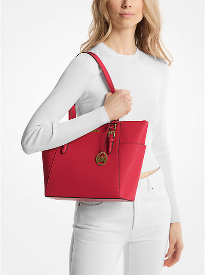 Charlotte Large Saffiano Leather Top-Zip Tote Bag Bright Red