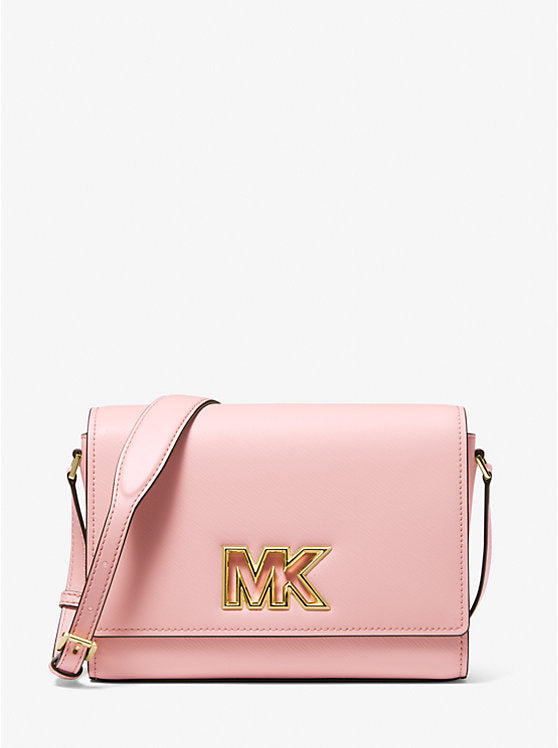 Mimi Medium Leather Messenger Bag Powder Blush