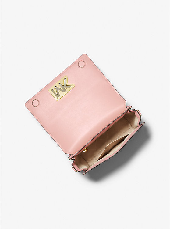 Mimi Medium Leather Messenger Bag Powder Blush